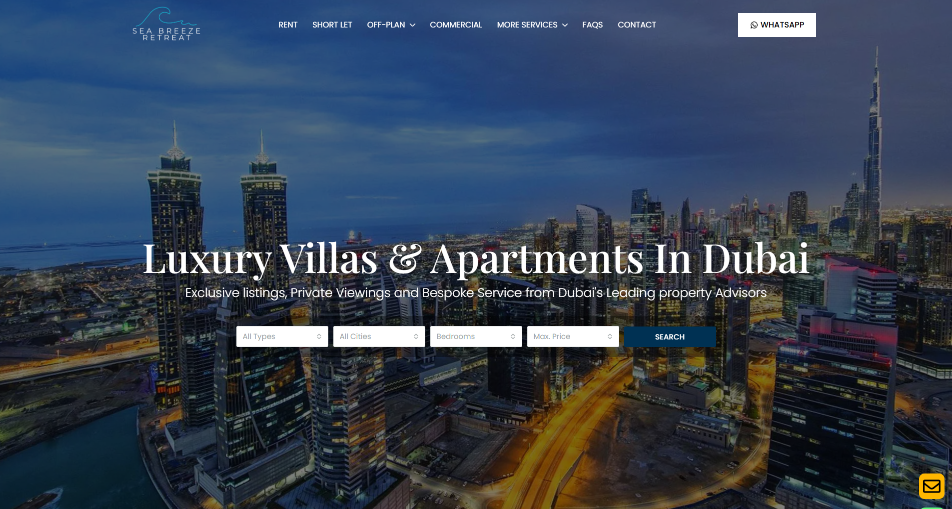 A screenshot of the SBR Dubai homepage
