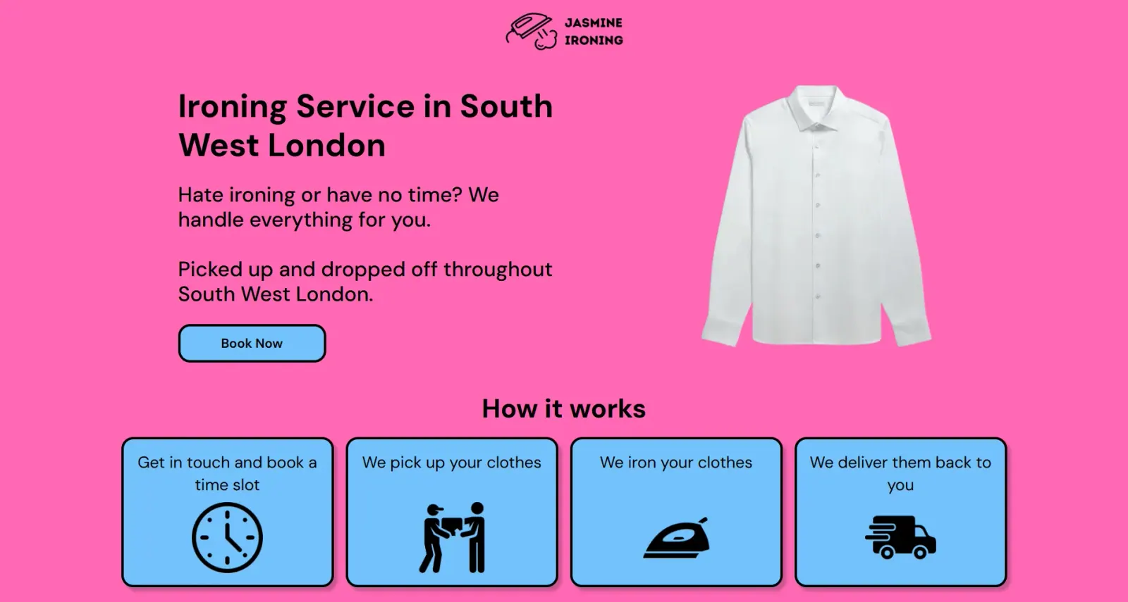 Jasmine Ironing website screenshot